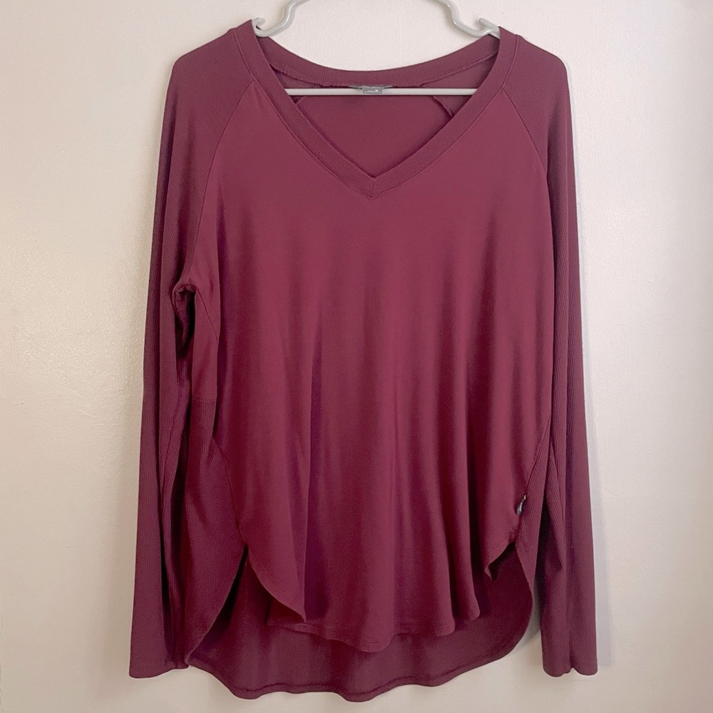 Eddie Bauer Soft Textured Burgundy Tunic Top Size Medium